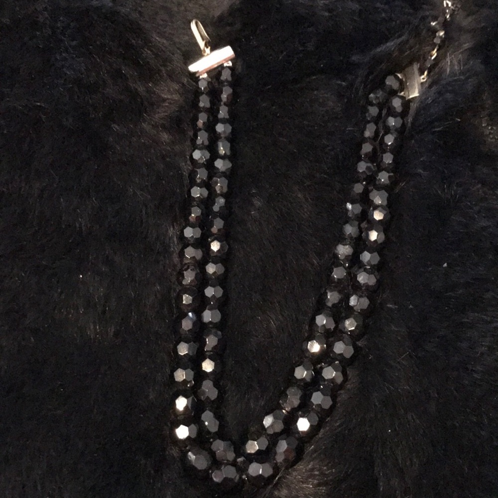 Black beaded 2 strand choker